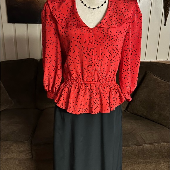 Candace by Ingrid •Vintage • Size 7/8 • Red/ Black • Polka Dot • Dress - Picture 3 of 11